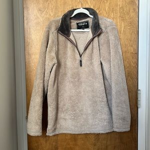 Trinity beige teddy half zip sweater